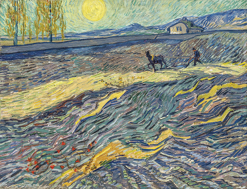 Berühmte Kunstwerke: Van_Gogh: Acker mit pflügenden Bauern