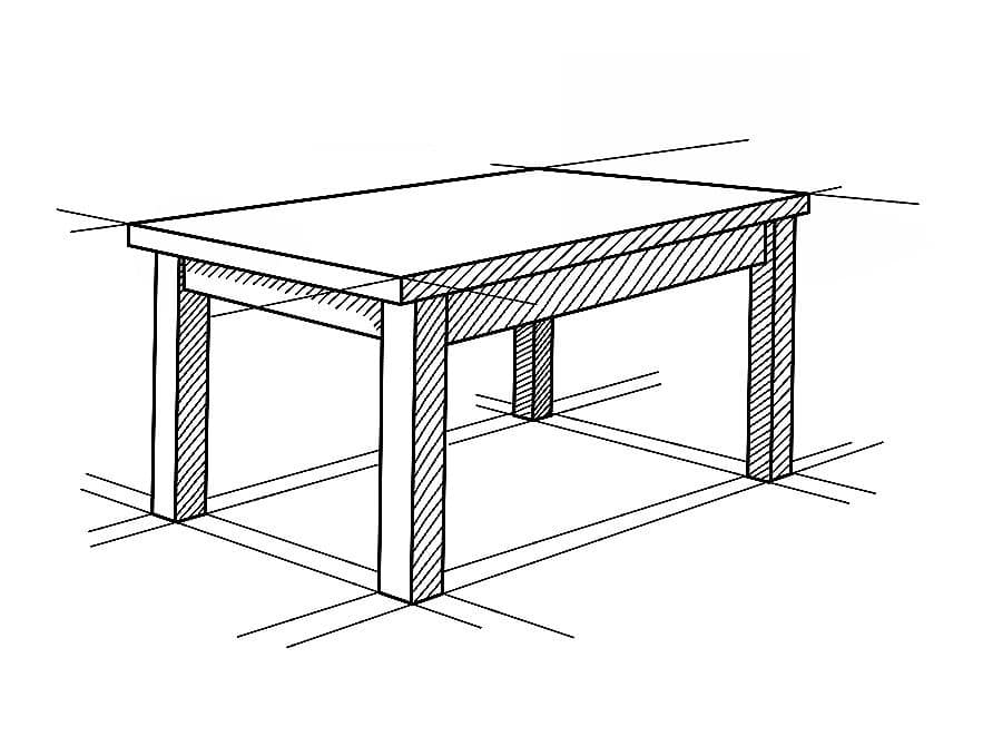 Tisch - Konstruktion, die Tischbeine müssen stabil sein.