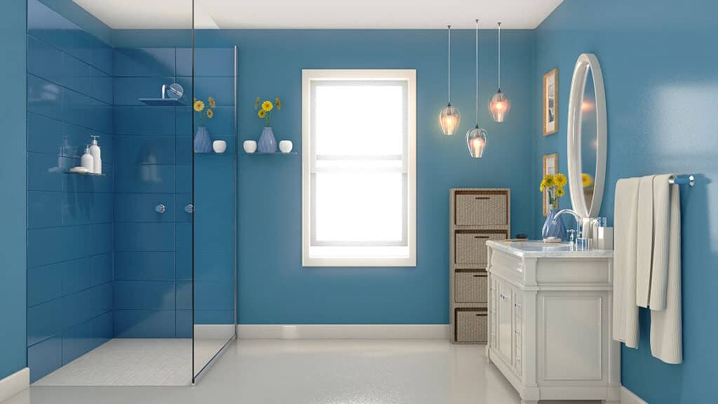 Ein Bad in blau und weiß.