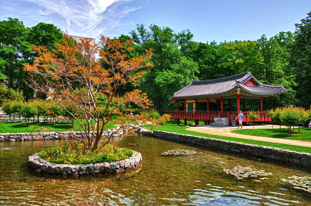 Koreanischer Garten im Uni-Campus von Frankfurt